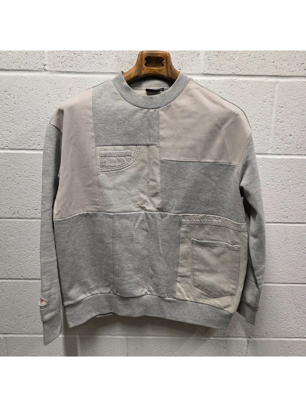 Desigual Men's Sweat_Rodolfo Sweater Denim Grey Streetwear Grunge M 23x27